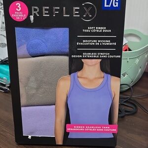 Reflex Size L 3 Pack of Soft Ribbed Seamless Tank Tops